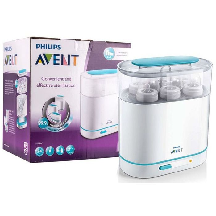 Máy tiệt trùng bình sữa Avent 3 trong 1 ảnh 1 - Sản phẩm tiện dụng giúp tiệt trùng bình sữa và các vật dụng của bé chỉ trong vài phút, với thiết kế hiện đại và thông minh.