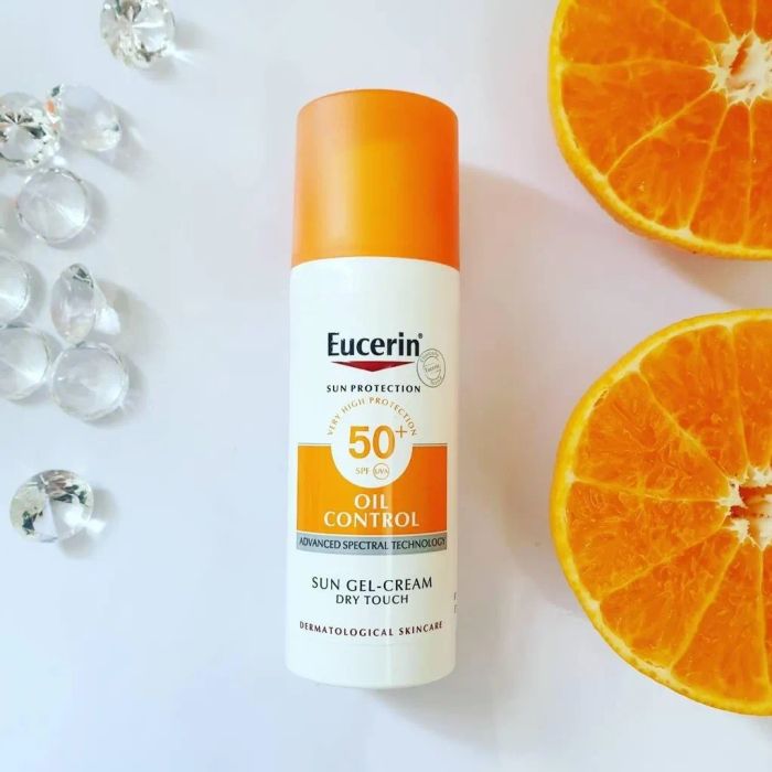 Eucerin Sun Gel-Creme Oil Control Dry Touch SPF 50+ - Công thức không gây bít tắc lỗ chân lông, không hương liệu, không màu và không chứa paraben an toàn cho da ảnh 2