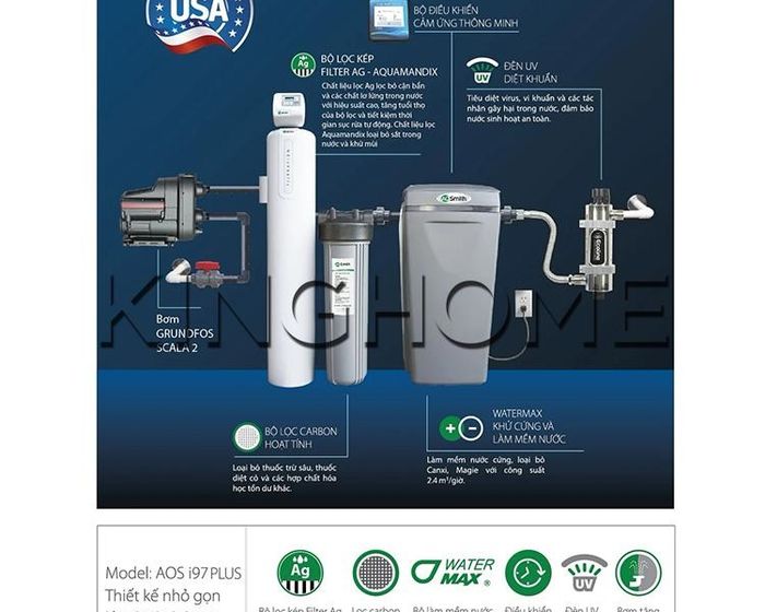 Hình ảnh hệ thống lọc nước đầu nguồn AOS I97 Plus ảnh 1