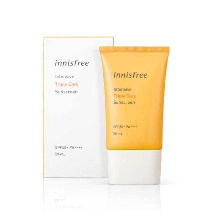 Hình ảnh thực tế kem chống nắng Innisfree Triple-care SPF 50+ - Dòng vật lý thẩm thấu nhanh từ Hàn Quốc