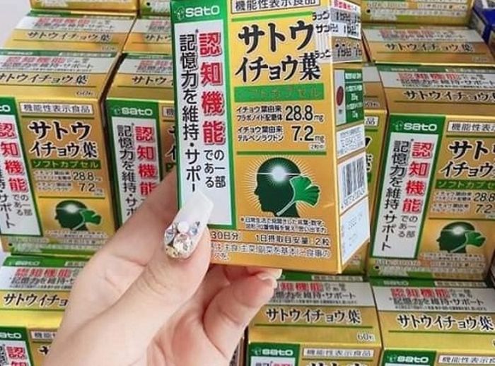 Hình ảnh minh họa viên uống bổ não Sato Ginkgo Biloba - phiên bản cao cấp