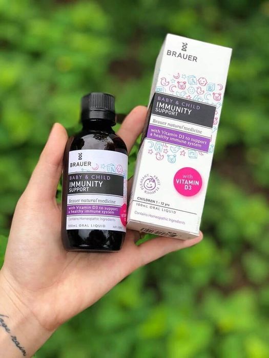 Siro Brauer Immunity Support - Ảnh minh họa chi tiết chai siro tăng cường miễn dịch