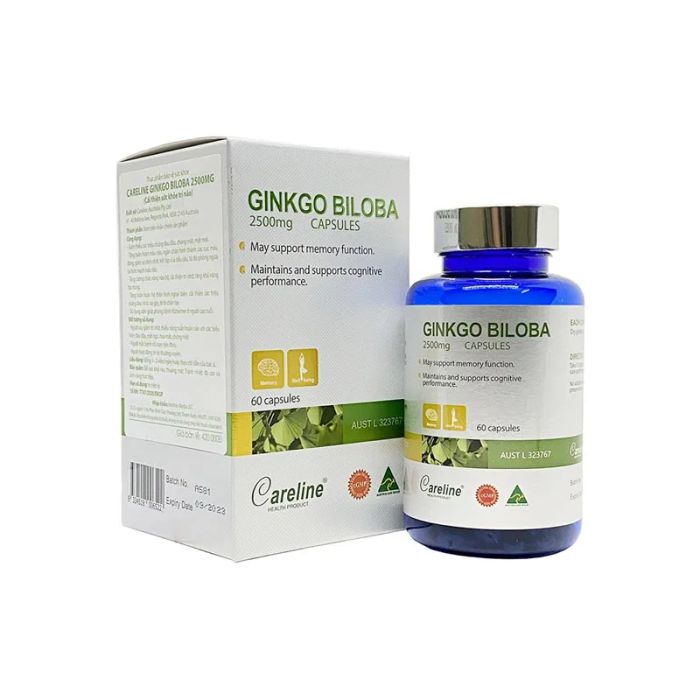Hình ảnh Careline Ginkgo Biloba 2500mg - Tăng tuần hoàn máu não - Ảnh 1