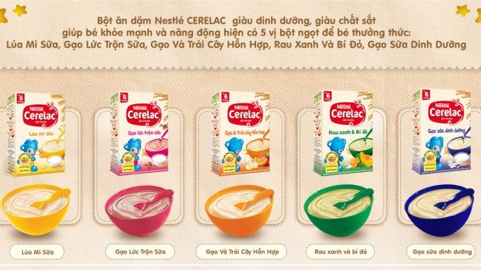 Hình ảnh bột ăn dặm Nestlé Cerelac đa dạng hương vị