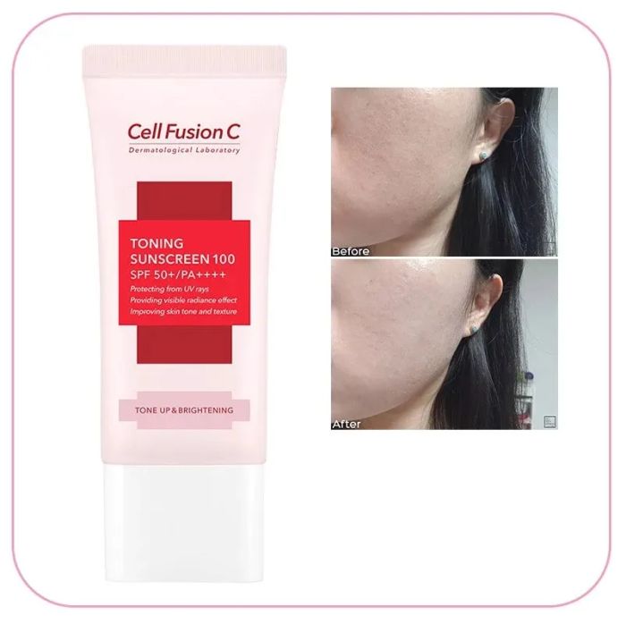 Hình ảnh minh họa kem chống nắng Cell Fusion C Toning với khả năng làm đều màu và nâng tone da (ảnh 2)