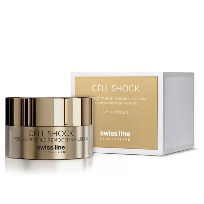 Hình ảnh chính hãng Swissline Cell Shock - Tinh hoa chống lão hóa vùng cổ cằm từ Thụy Sĩ