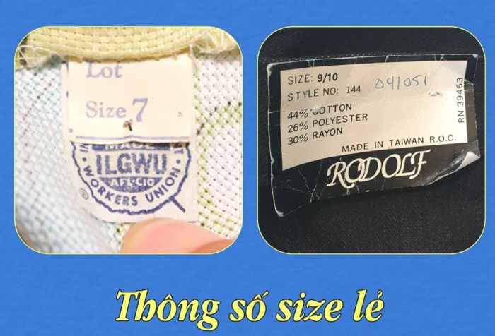Hình ảnh minh họa size lẻ đặc trưng