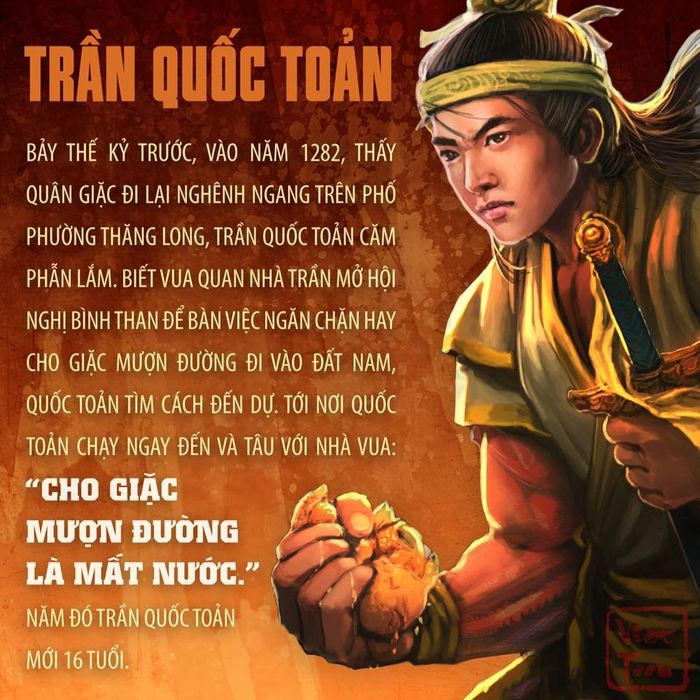 Tranh minh họa sống động về Trần Quốc Toản (Nguồn: internet)
