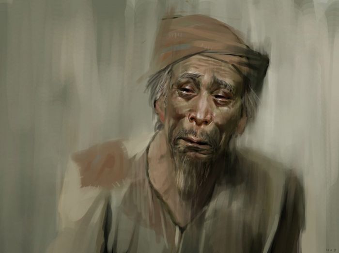 Tranh minh họa cảnh Lão Hạc và cậu Vàng (Nguồn: Sưu tầm)