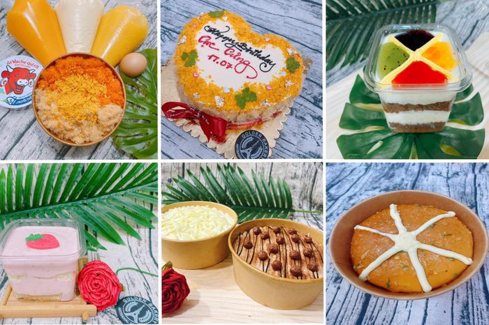 Hình ảnh bánh bông lan trứng muối đặc trưng tại Golden Bakery
