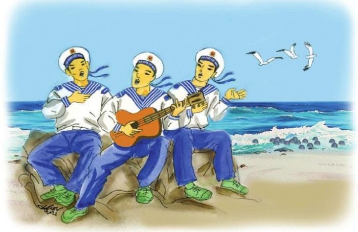 Tư liệu ảnh sống động về đời sống văn hóa tinh thần phong phú của bộ đội đảo (Nguồn: internet)