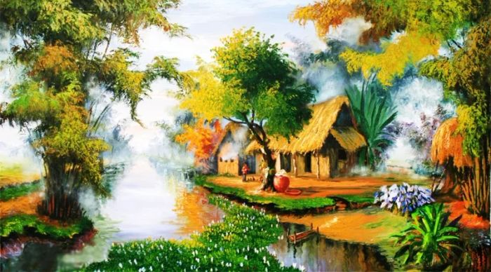 Ảnh minh họa: Bức tranh thu trong thơ Nguyễn Khuyến (Nguồn: Internet)