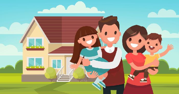 Tranh minh họa: Gia đình và quê hương (Nguồn: sưu tầm)