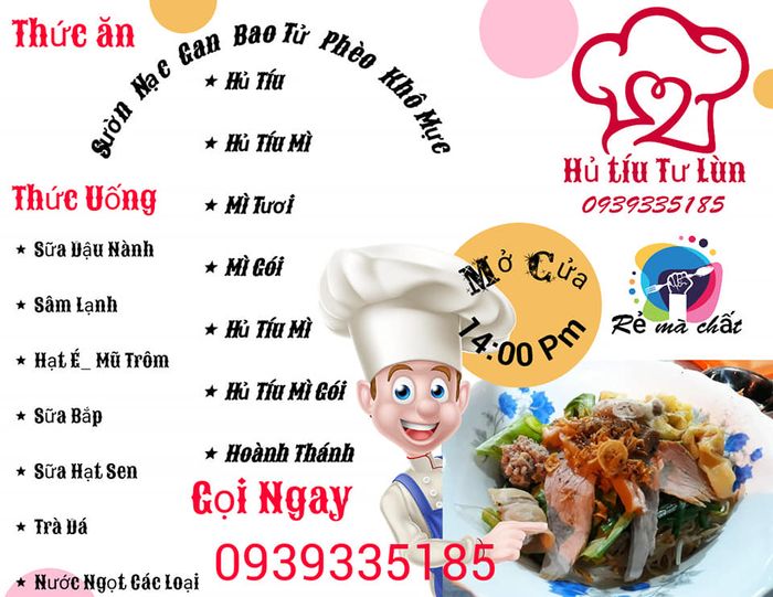 Hình ảnh tô hủ tiếu thơm ngon đặc trưng tại Hủ Tiếu Tư Lùn