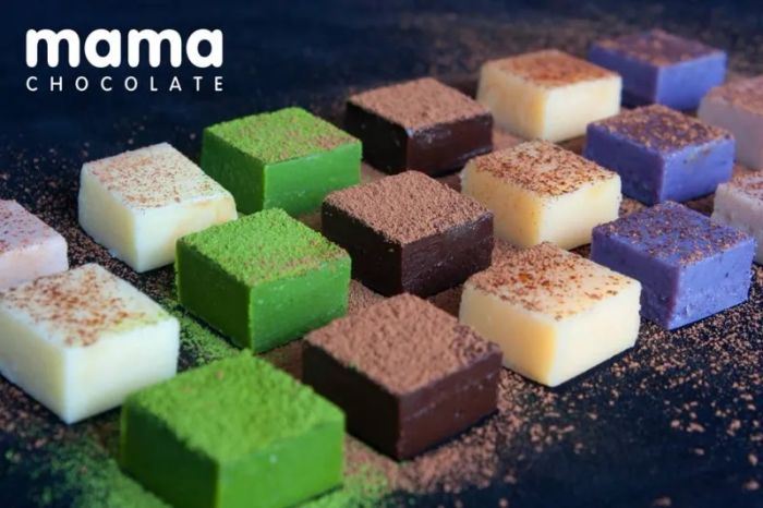 Những thanh socola tươi mềm mịn với lớp phủ cacao, matcha cao cấp tại Mama Chocolates