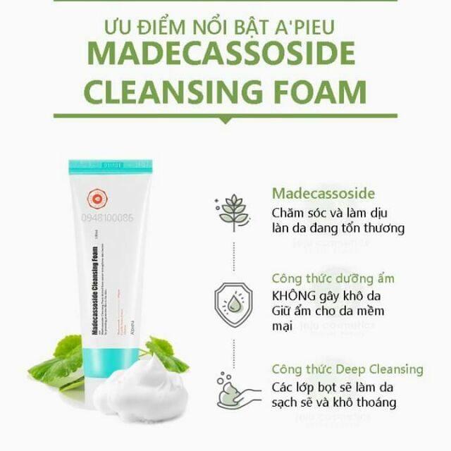 Hình ảnh chân thực Sữa Rửa Mặt Apieu Madecassoside từ nhiều góc độ