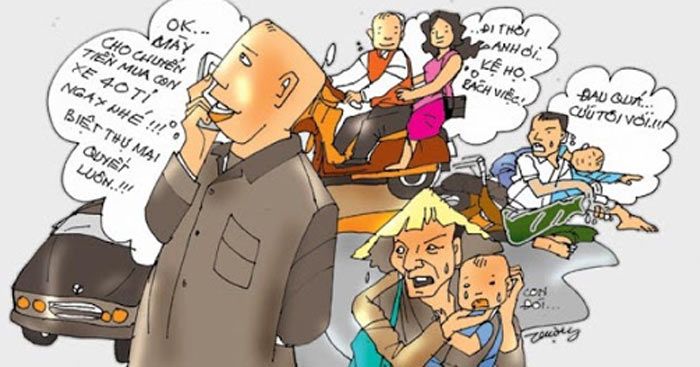 Hình ảnh minh họa sinh động về hiện tượng vô cảm trong xã hội hiện đại