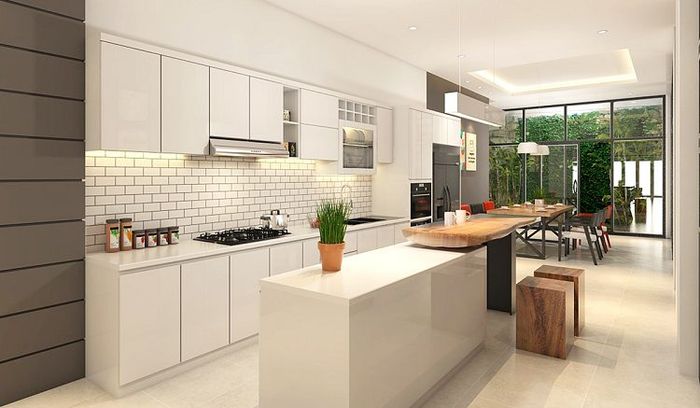 Hình ảnh minh họa: Không gian bếp hiện đại kết hợp phòng ăn sang trọng