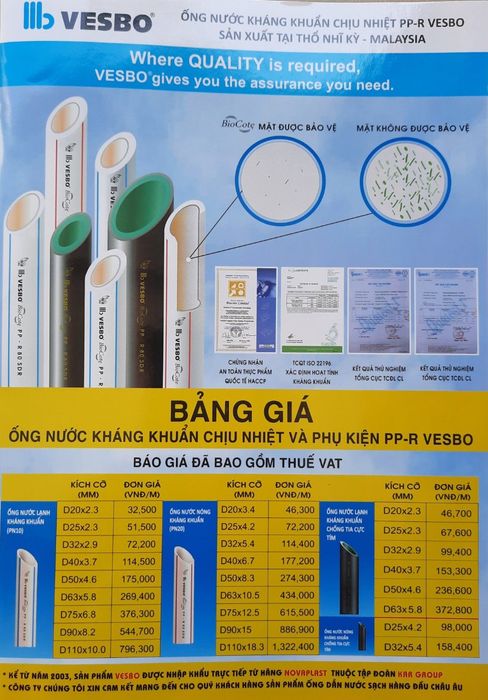 Hệ thống ống nước Vesbo trong công trình dân dụng cao cấp
