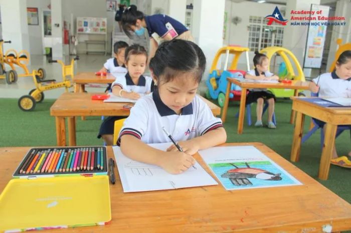 Góc học tập đầy màu sắc tại Mầm non Học Viện Hoa Kỳ - AAE