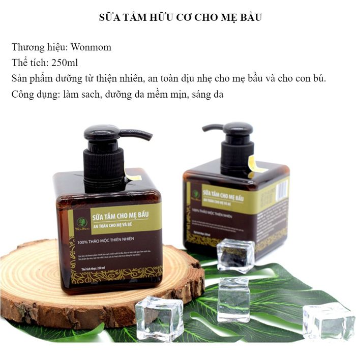 Hình ảnh minh họa sữa tắm hữu cơ Wonmom cho mẹ bầu