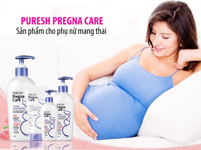 Bộ ảnh minh họa sữa tắm Puresh Pregna Care Body Cleanser an toàn cho mẹ bầu