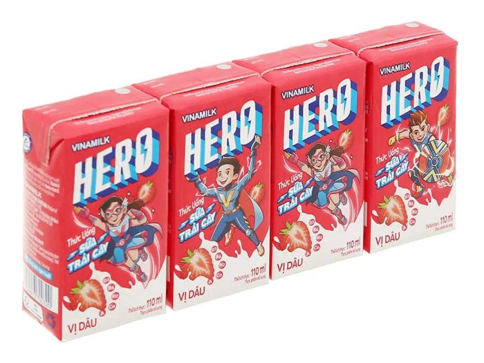Sản phẩm sữa trái cây Vinamilk Hero vị dâu - Hình ảnh minh họa