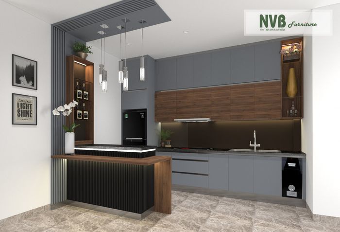 Hình ảnh thiết kế nội thất và tủ bếp ấn tượng từ NVB