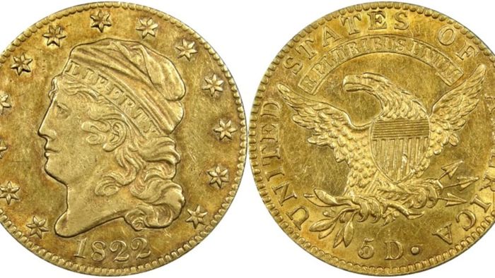 Đồng xu Half Eagle do John Reich thiết kế – một trong những đồng tiền hiếm nhất lịch sử đúc tiền ảnh 1