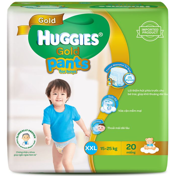 Tã - bỉm quần Huggies Gold cho bé trai, tiện lợi và an toàn
