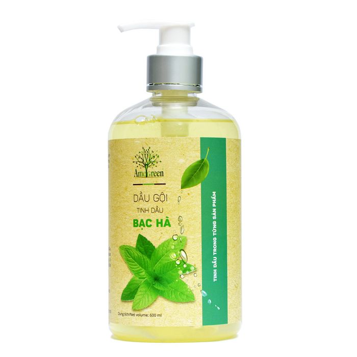Hình ảnh chai Dầu gội AmeGreen tinh dầu bạc hà - thiết kế sang trọng