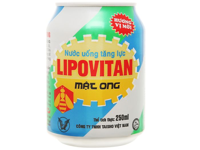 Hình ảnh thực tế lon nước tăng lực Lipovitan Mật Ong