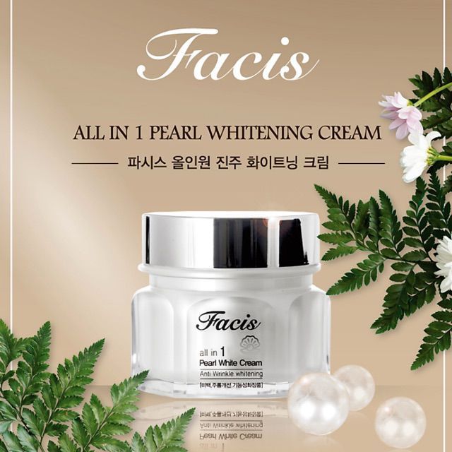 Hình ảnh kem dưỡng trắng da ngọc trai Facis All In One Pearl Whitening Cream - Ảnh 1