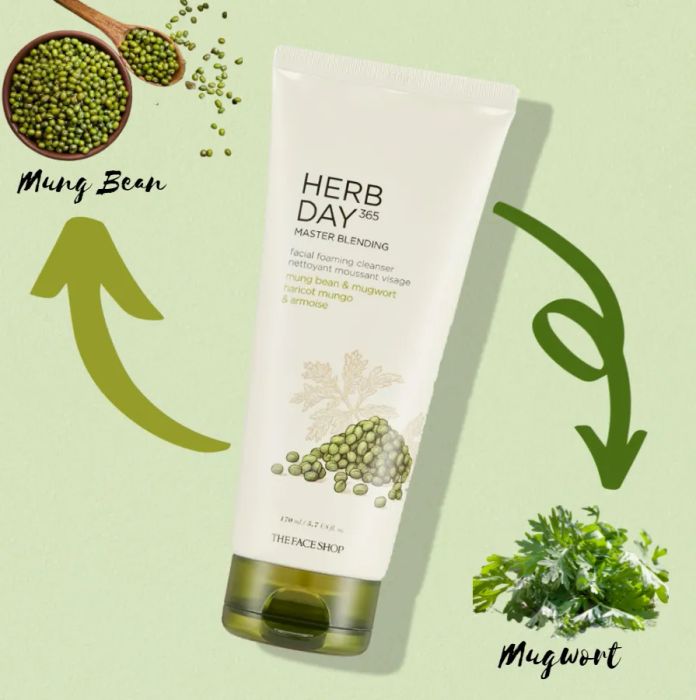 Hình ảnh chân thực Sữa Rửa Mặt Đậu Xanh & Ngải Cứu Herb Day 365 - Bộ đôi dưỡng chất vàng