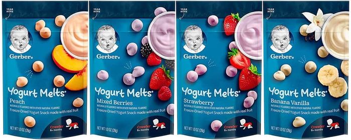 Hình ảnh thực tế sữa chua khô Gerber nhiều hương vị