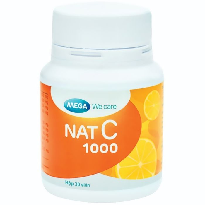 Hình ảnh chi tiết viên uống Nat C 1000mg - Thiết kế viên nén tối ưu, bổ sung vitamin C liều cao với công thức thân thiện dạ dày.