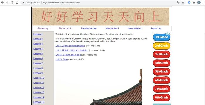 Giao diện học tập trực quan tại Day Day Up Chinese