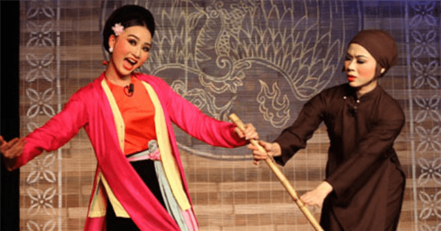 Tranh minh họa: Cảnh Thị Kính chăm con Thị Mầu (Nguồn: Di sản văn hóa dân gian)