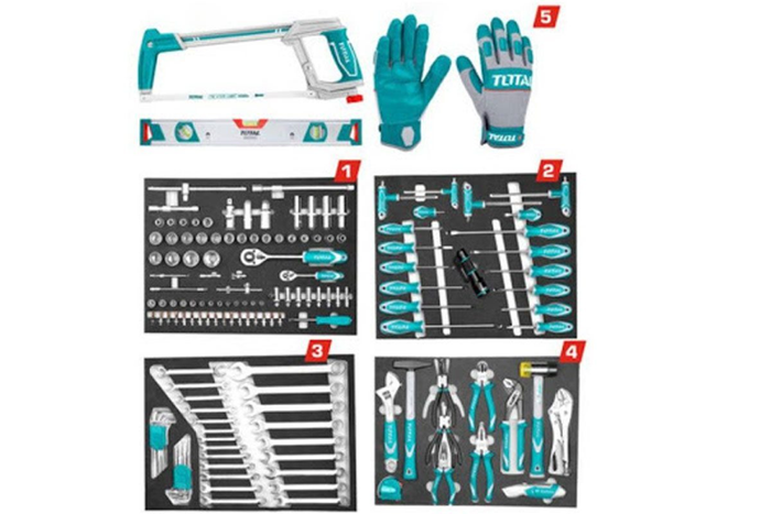 Xe đựng đồ nghề 7 ngăn 162 chi tiết Total THPTCS71621
