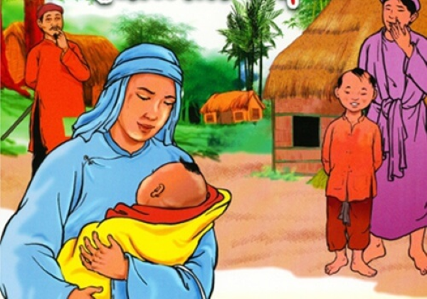 Tranh minh họa: Cảnh Thị Kính trong chùa (Nguồn: Di sản văn hóa dân tộc)