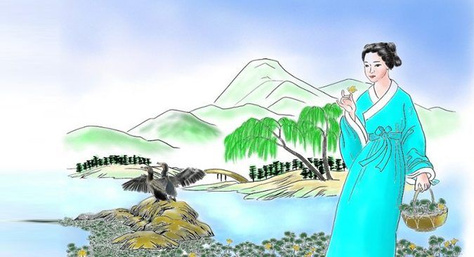 Tranh minh họa sống động về nhân vật Vũ Nương (Nguồn: Sưu tầm)
