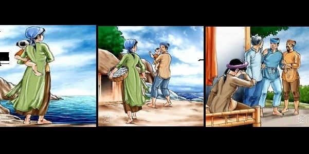 Tranh minh họa: Vũ Nương bên bến Hoàng Giang trong khoảnh khắc quyết định giải oan (Nguồn: Di sản văn hóa Việt Nam)