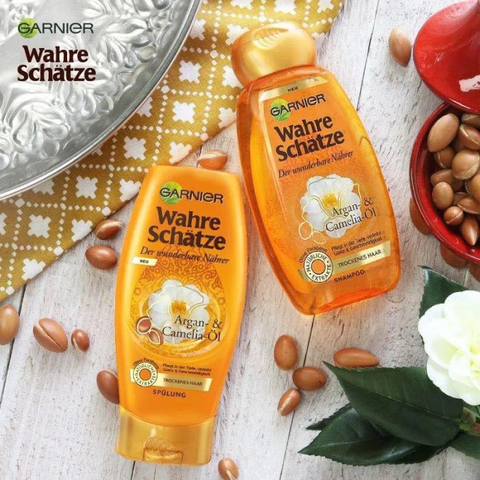 Dầu Gội Garnier Wahre Schatze Tinh Dầu Argan & Hoa Camelia ảnh 2