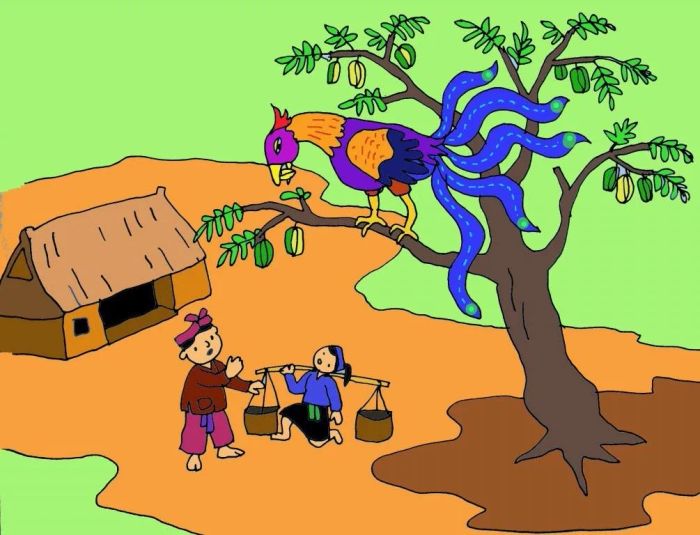 Tranh minh họa truyện cổ tích Cây khế (Nguồn: Internet)