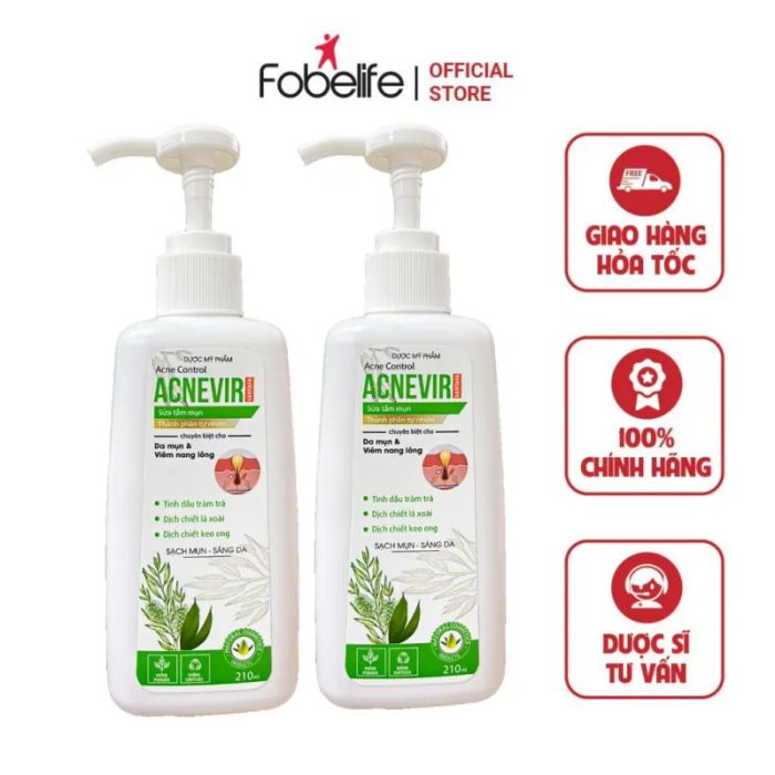 Sữa Tắm Giảm Mụn Lưng, Bệnh Nang Lông ACNEVIR Chai 210ml - Ảnh 1