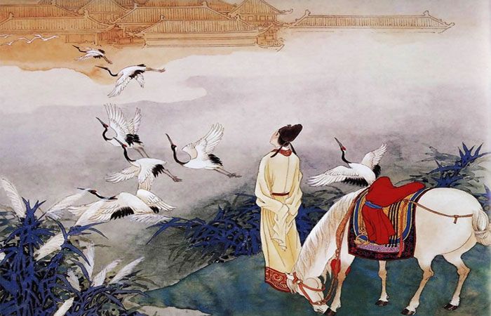 Tranh minh họa: Cảnh tiễn biệt trên sông Trường Giang (Nguồn: Di sản nghệ thuật Trung Hoa)