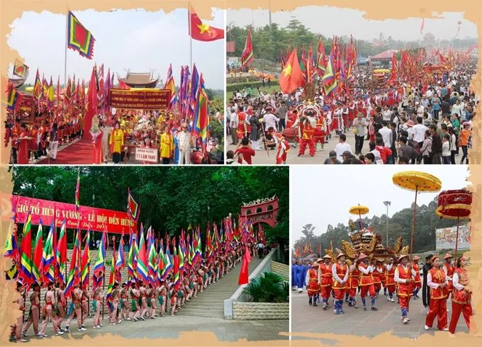 Lễ giỗ Tổ Hùng Vương được tổ chức trang trọng với hai phần chính: phần lễ và phần hội. Phần lễ bao gồm nghi thức rước kiệu và dâng hương tại đền Thượng, nơi các lãnh đạo đất nước cùng nhân dân dâng lễ vật, thể hiện lòng thành kính và tưởng nhớ các vua Hùng. Lễ dâng hương được tổ chức long trọng và được truyền hình, phát thanh đưa tin rộng rãi. Phần hội không kém phần sôi động với các trò chơi dân gian như đấu vật, chọi gà, rước kiệu và đánh cờ người. Đặc biệt, các đoàn nghệ thuật từ khắp nơi cũng góp mặt, mang đến những làn điệu hát xoan mượt mà, đặc sắc, tạo nên không khí lễ hội độc đáo, đặc trưng của Đất Tổ.
