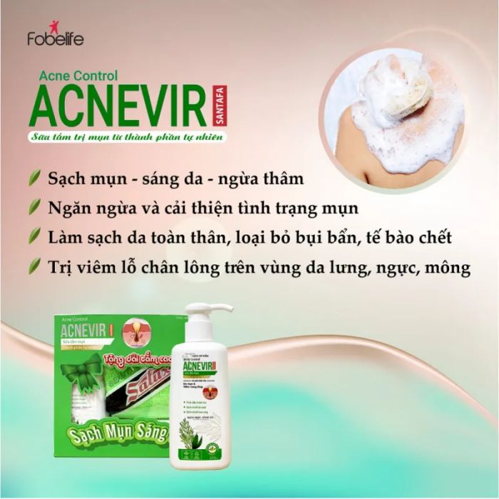 Sữa Tắm Giảm Mụn Lưng, Bệnh Nang Lông ACNEVIR Chai 210ml - Ảnh 2