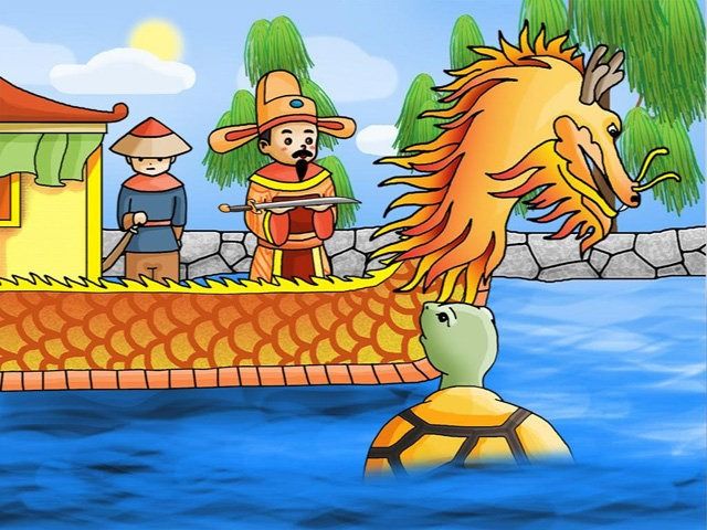 Tranh minh họa nghệ thuật về truyền thuyết Hồ Gươm (Nguồn: Tổng hợp)