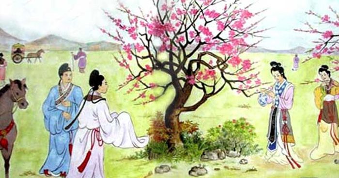 Hình ảnh minh họa: Cảnh chiều tà với dòng suối uốn khúc và chiếc cầu nhỏ bắc ngang